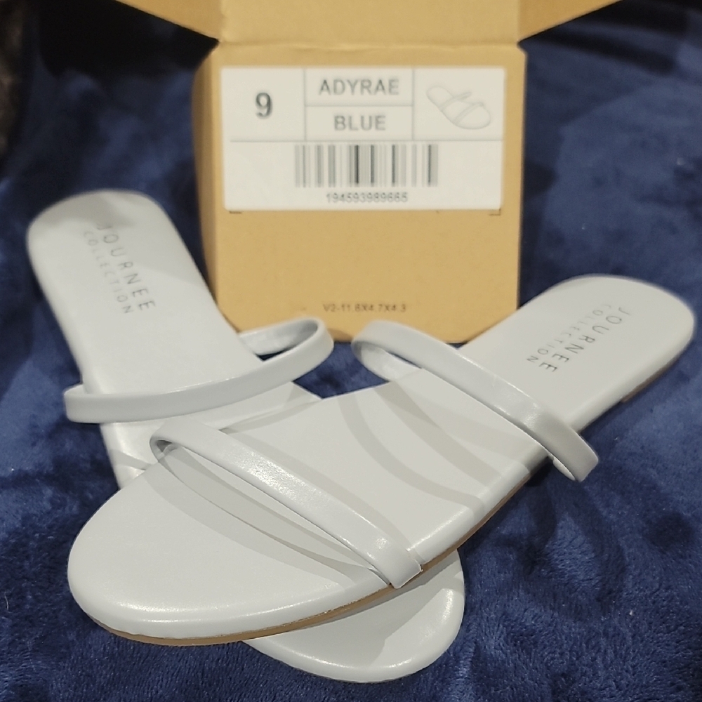 Journee Collection Adyrae Blue Grey Women's Sandals NIB